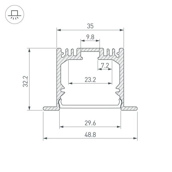 алюминиевый профиль arlight arh-power-w35-3000 anod 036136