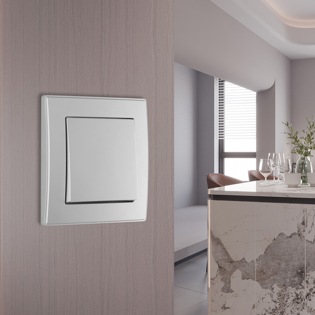 выключатель одноклавишный arte milano set06-1-30-1 silver