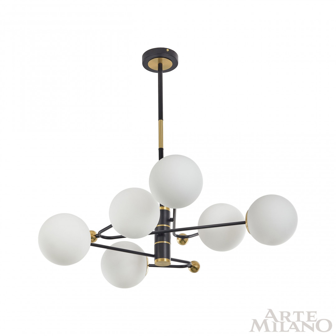 люстра на штанге arte milano 272708/6 bk/gd