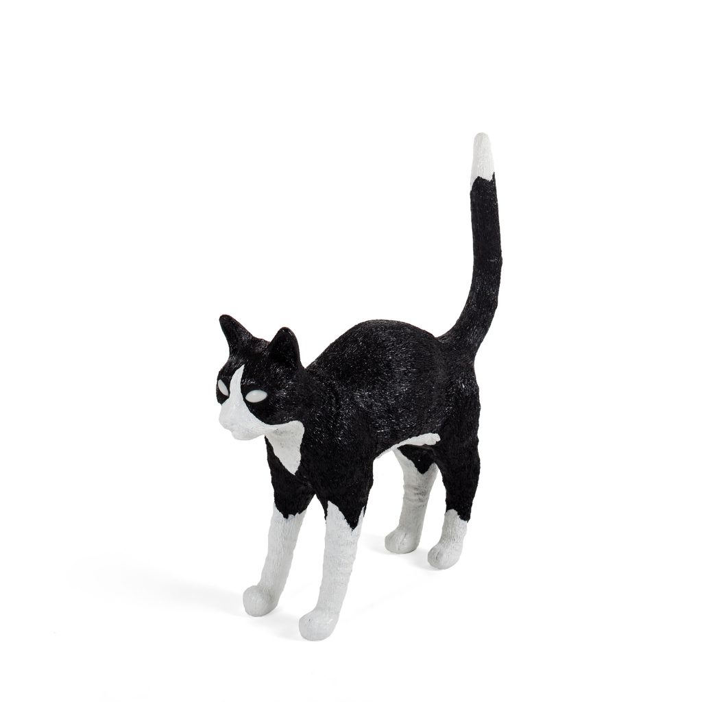 настольная лампа jobby the cat black and white seletti