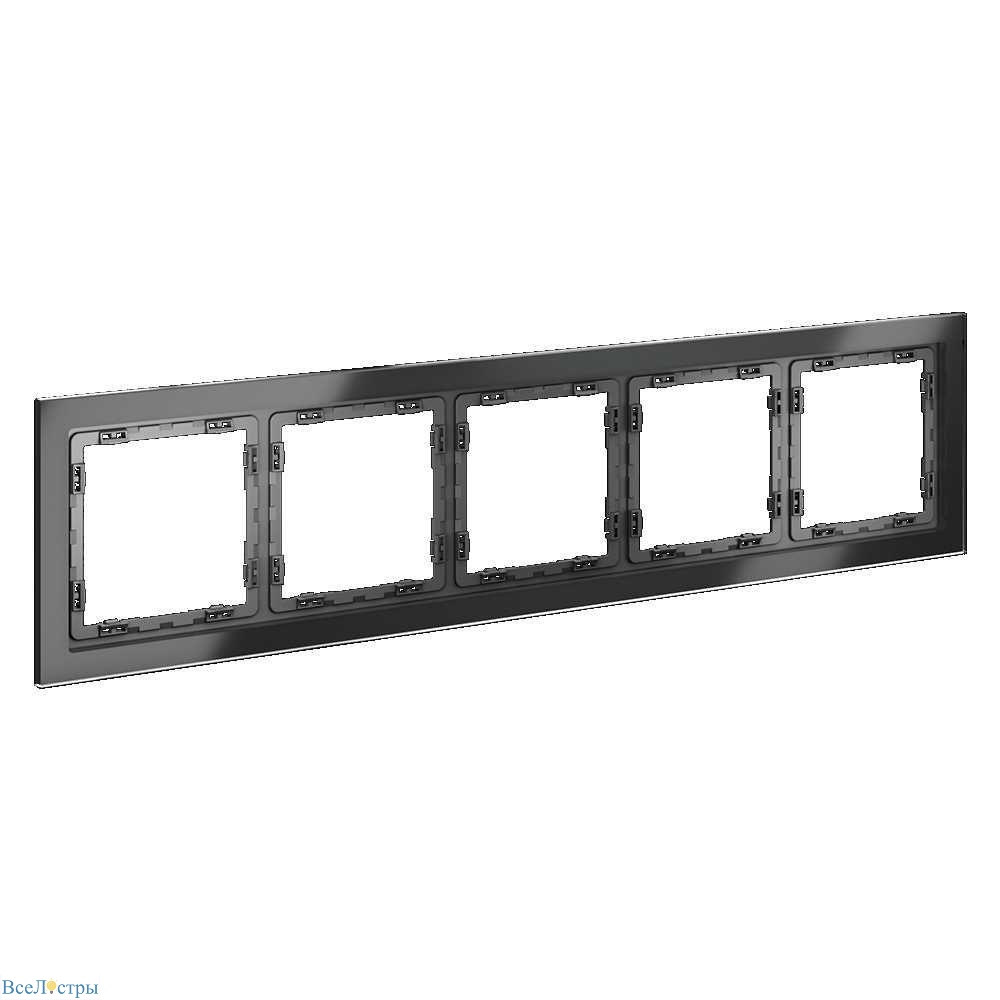 рамка стеклянная voltum s70 на 5 постов, (графит, стекло) vls110507