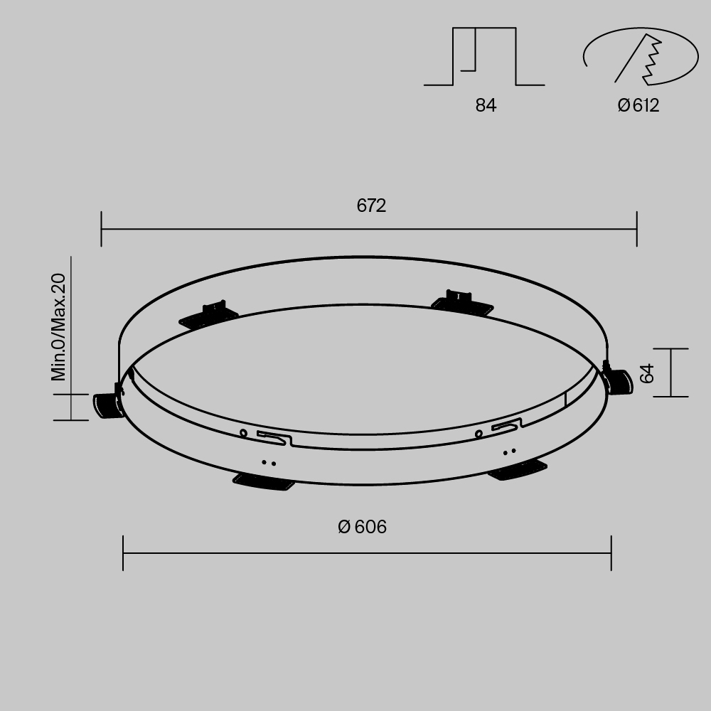 рамка для встраиваемого светильника maytoni downlight dla032-trs90-w