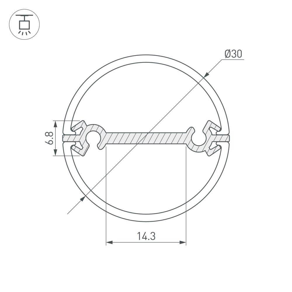 профиль arlight round-d30-dual-2000 anod 029114