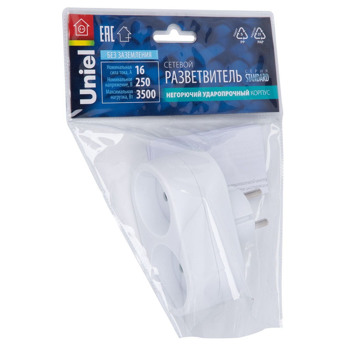 сетевой разветвитель uniel s-es2-16o white ul-00011233