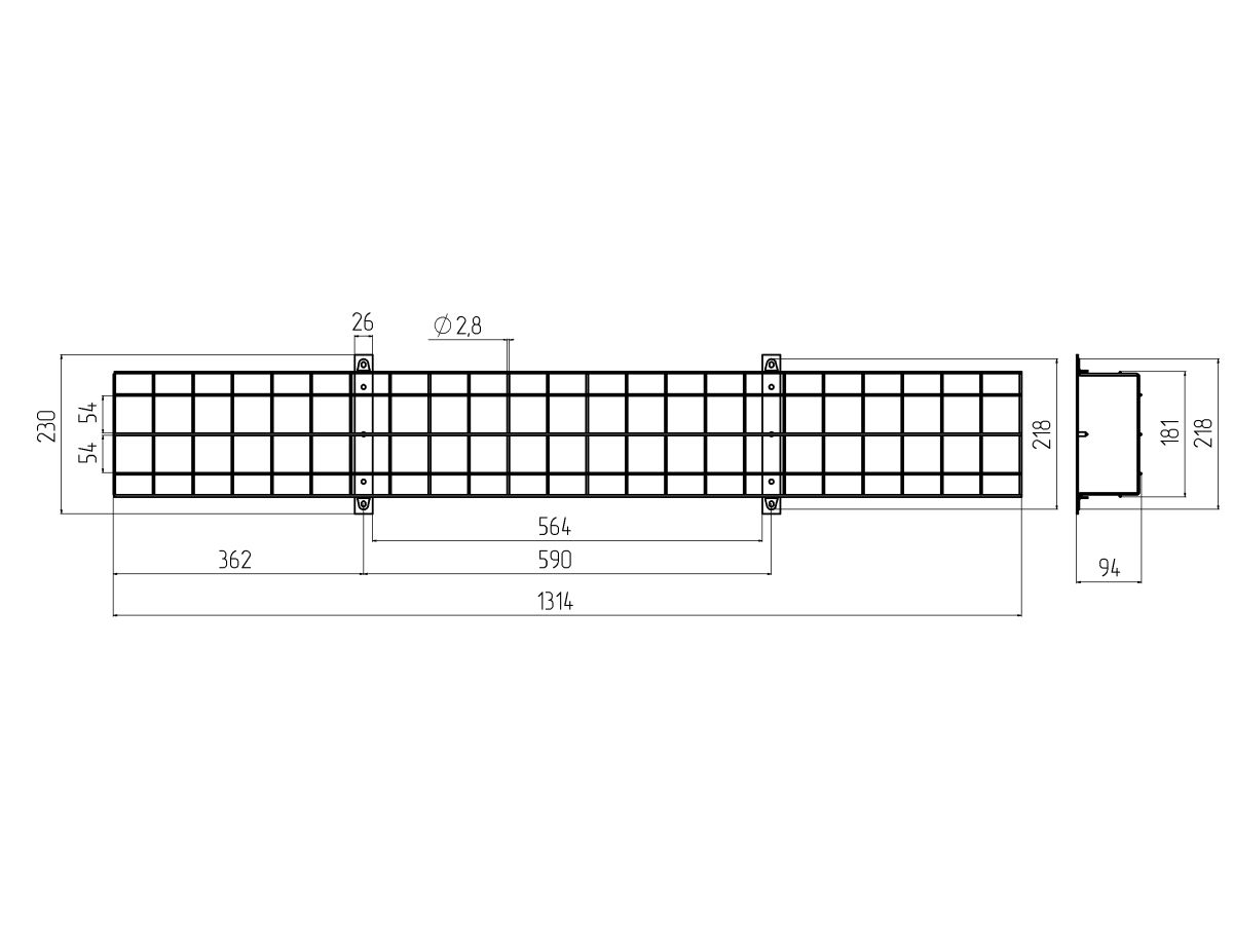 решетка защитная эра spo-bar-1300-200 б0049260