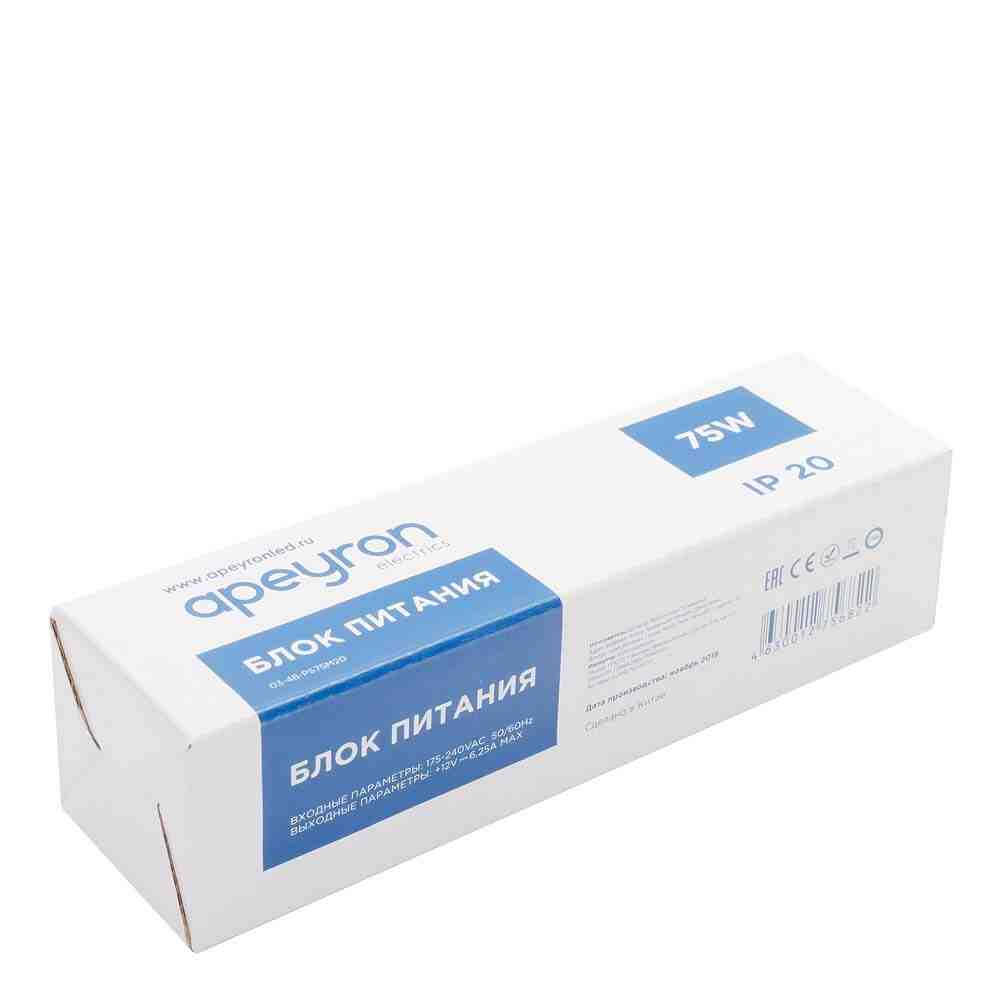 блок питания apeyron 12в 75вт ip20 6,5а 03-48
