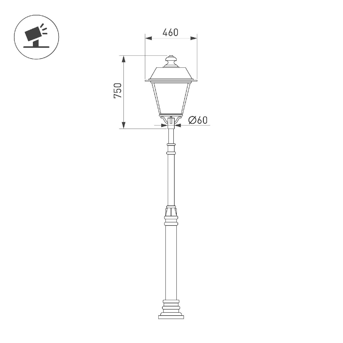 уличный консольный светильник arlight oxor-gradua-luz-o-460x750-50w day4000 (bk, 120 deg, 230v) 052444