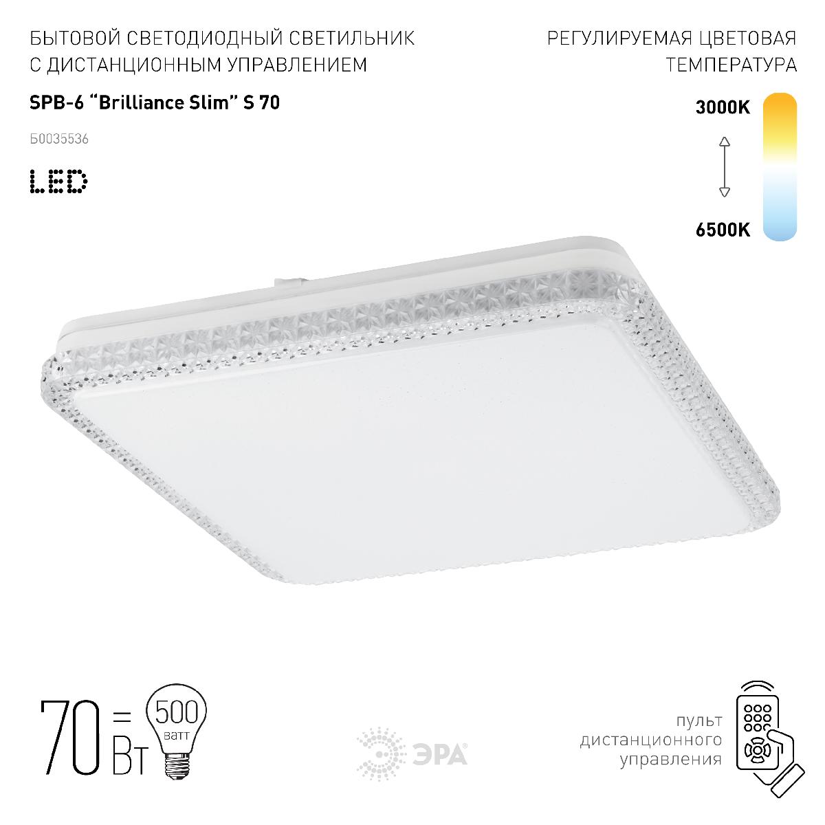 потолочный светильник эра spb-6 brilliance slim s 70 б0035536