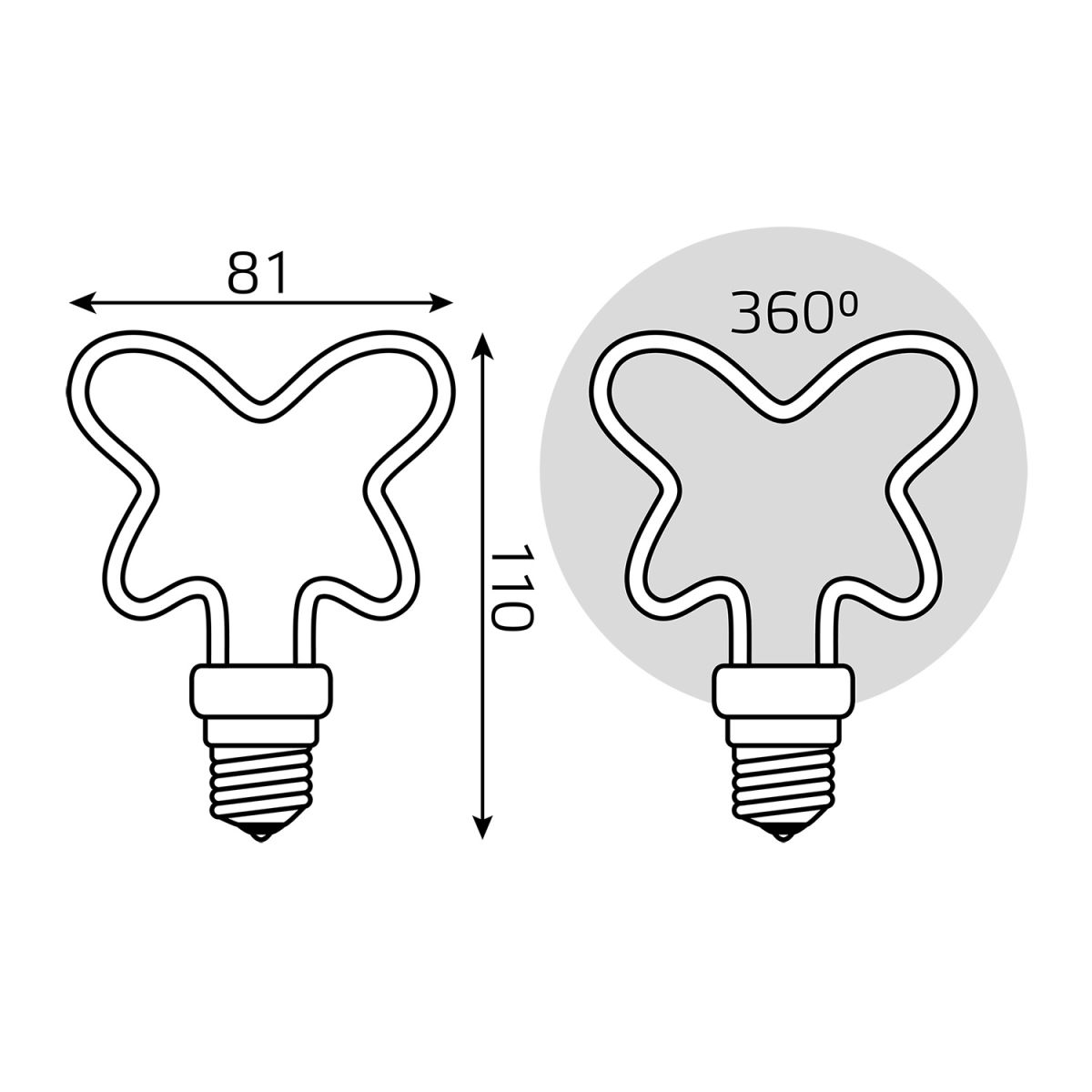светодиодная лампа gauss filament artline butterfly е27 4w 2700к 1001802104