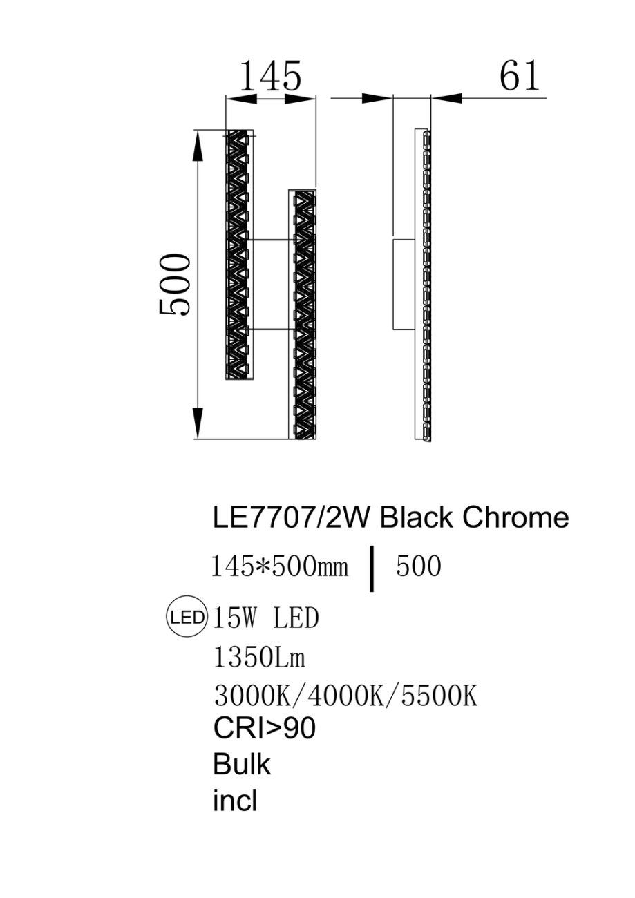 бра aida le7707/2w black chrome