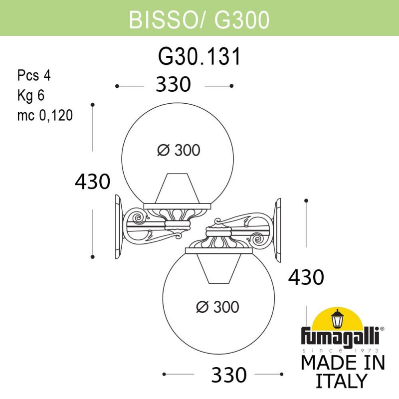 уличный настенный светильник fumagalli g30.131.000.axe27