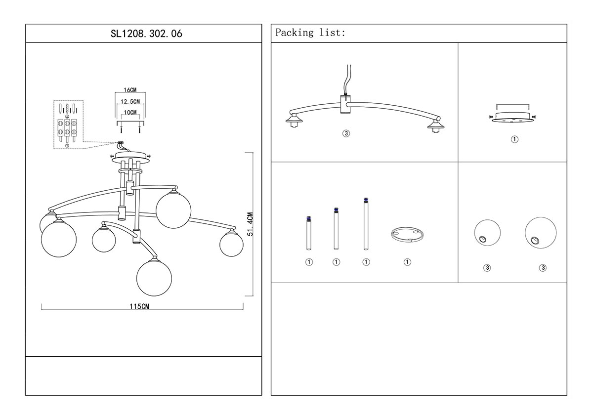 потолочная люстра st luce sembrare sl1208.302.06