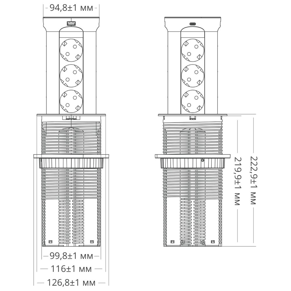 блок розеток 17 (12 секций и usb type a+c) беспроводная зарядка mebax 00-00002600