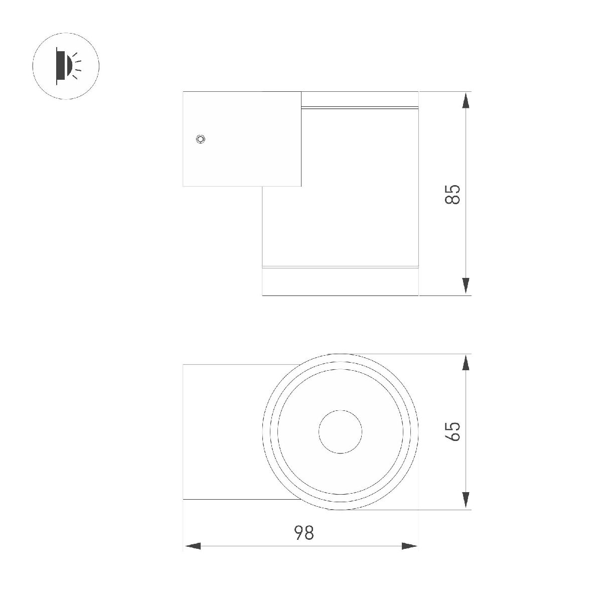 уличный настенный светильник arlight lgd-ray-wall-r65-9w warm3000 (gr, 23 deg, 230v) 038153