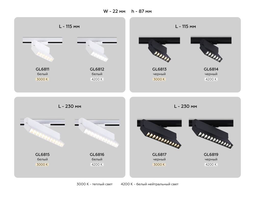 трековый однофазный светильник ambrella light track system gl6813