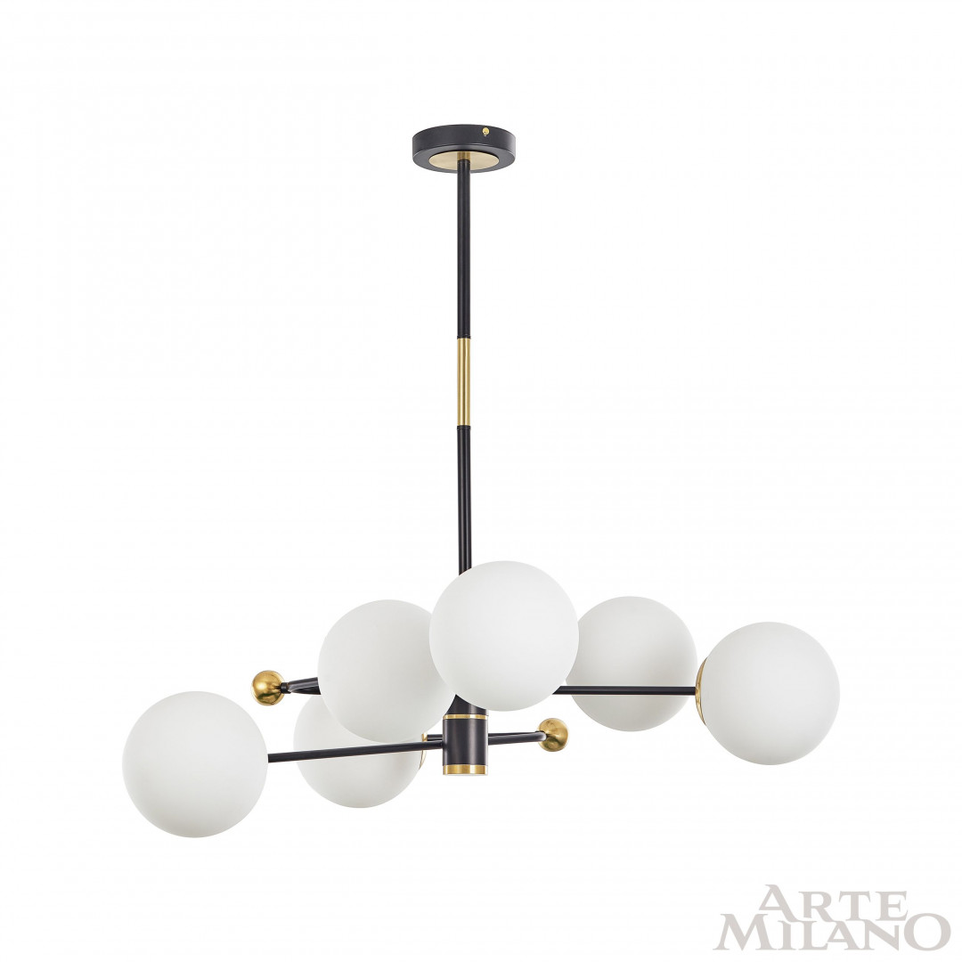 люстра на штанге arte milano 272708/6 bk/gd