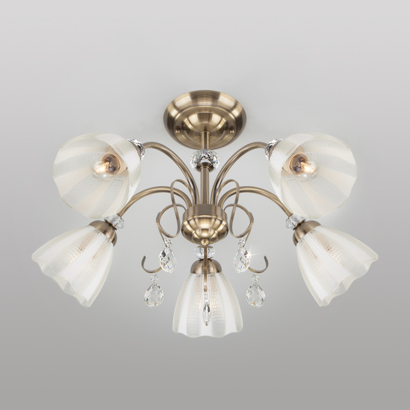 люстра на штанге eurosvet 30155/5 античная бронза