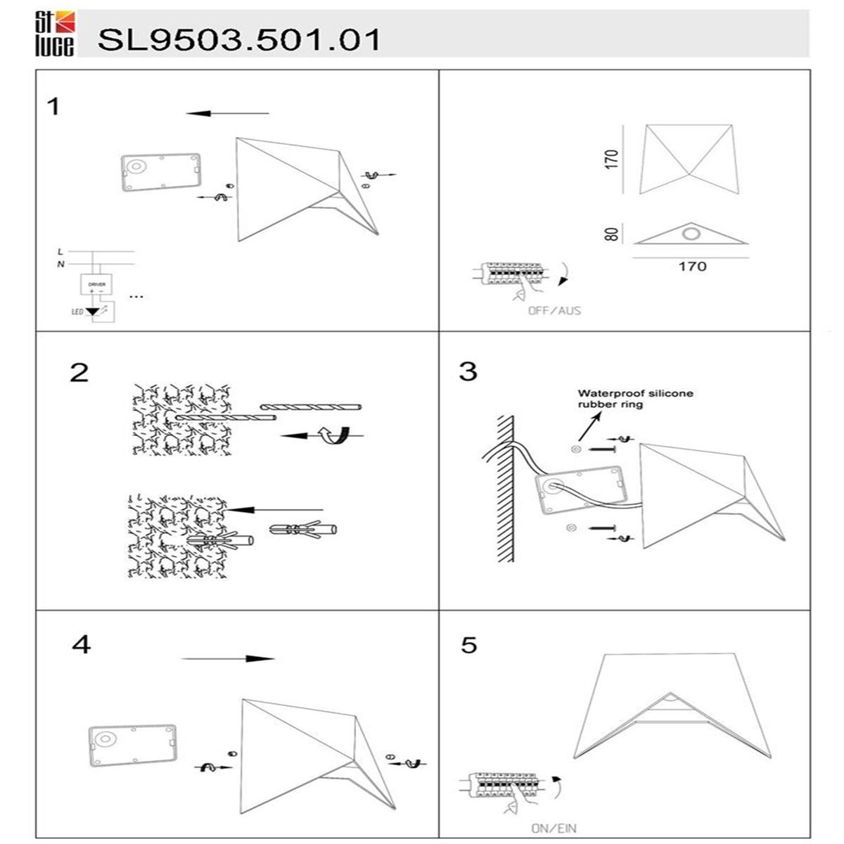 уличный настенный светильник st luce canneto sl9503.501.01