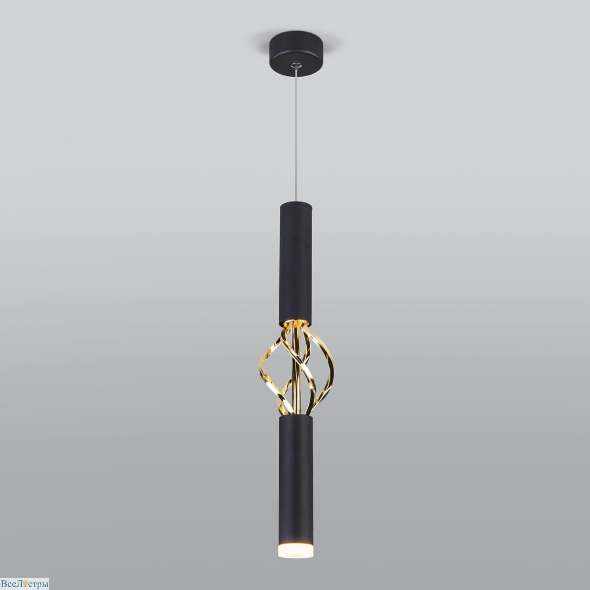 подвесной светодиодный светильник eurosvet lance 50191/1 led черный/золото