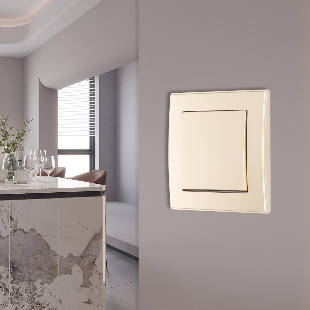 выключатель одноклавишный arte milano set06-1-30-1 shampan