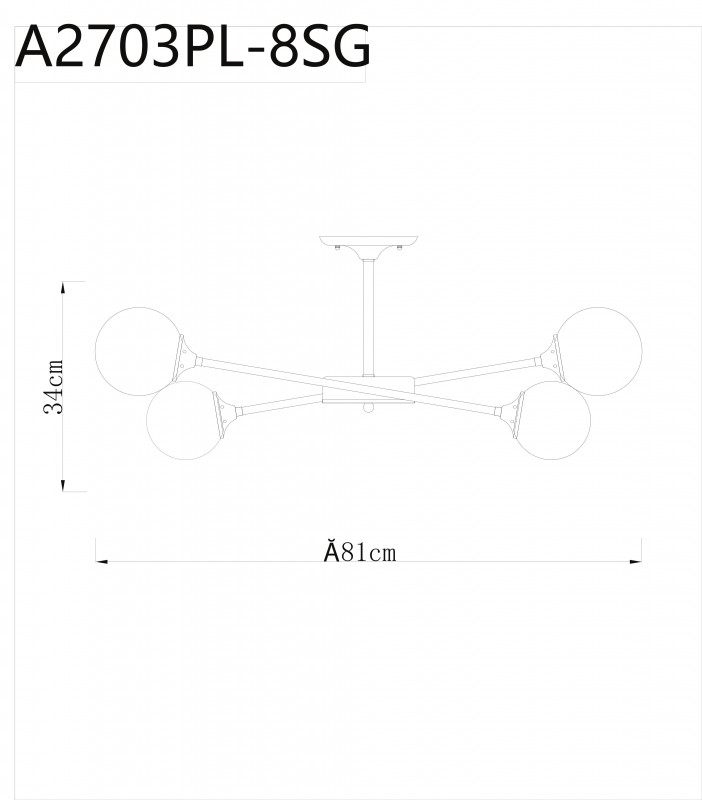 люстра на штанге arte lamp a2703pl-8sg