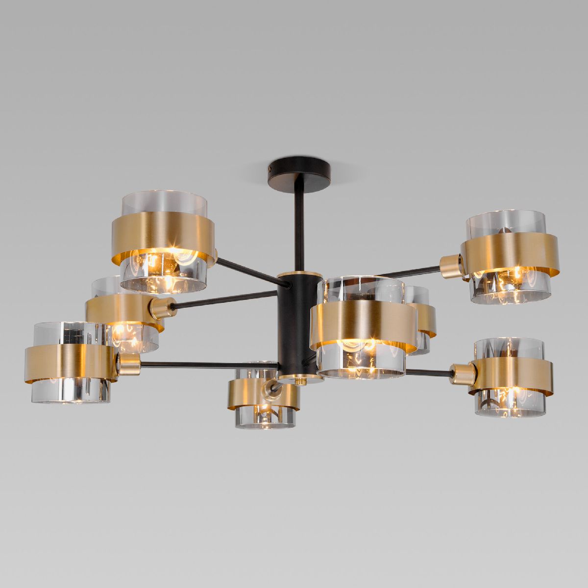 люстра на штанге eurosvet arcada 70127/8 черный/дымчатый a060653