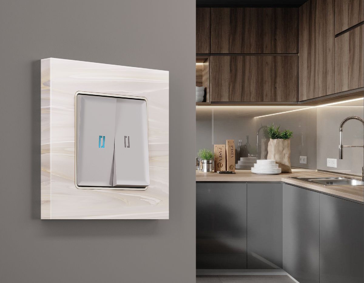 лицевая панель для выключателя двухклавишного с подсветкой ambrella volt alfa ap4040