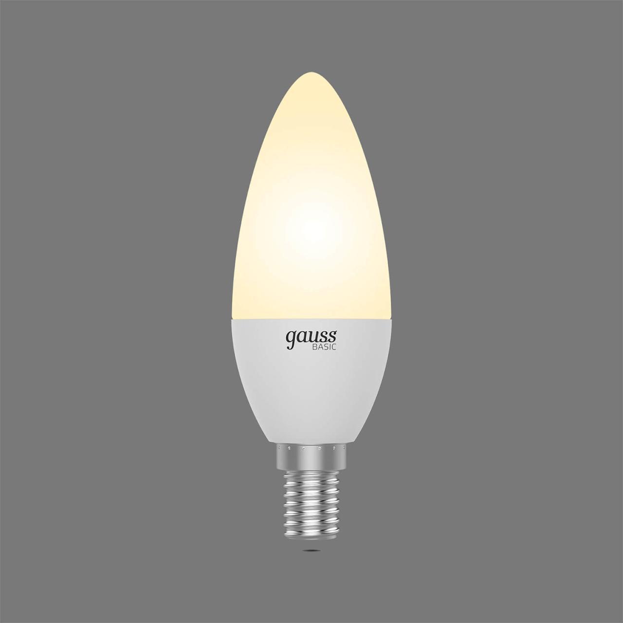 лампа светодиодная gauss e14 5,5w 3000к матовая 1033116