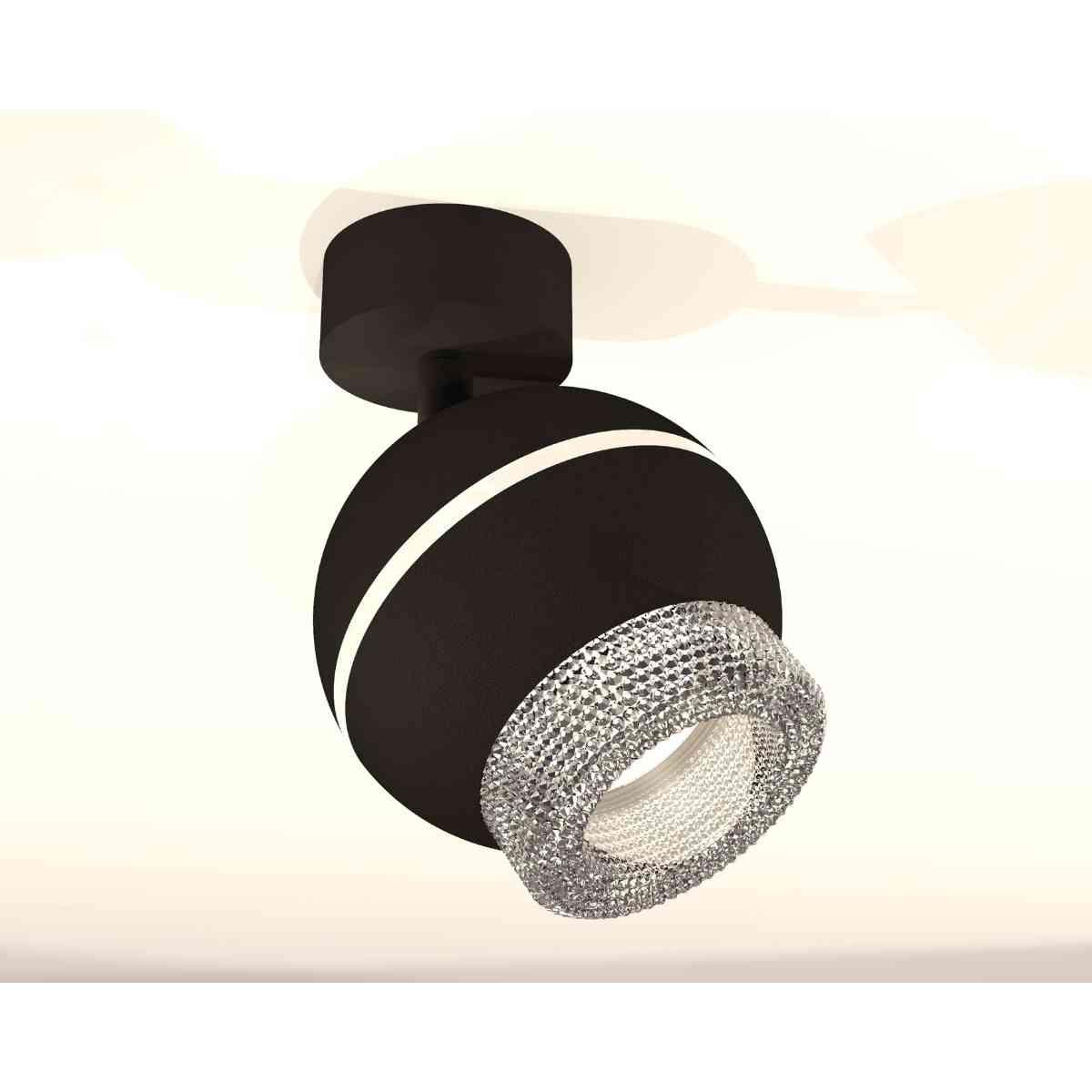 комплект накладного светильника ambrella light techno spot xm1102010 sbk/cl черный песок/прозрачный (a2210, c1102, n7191)