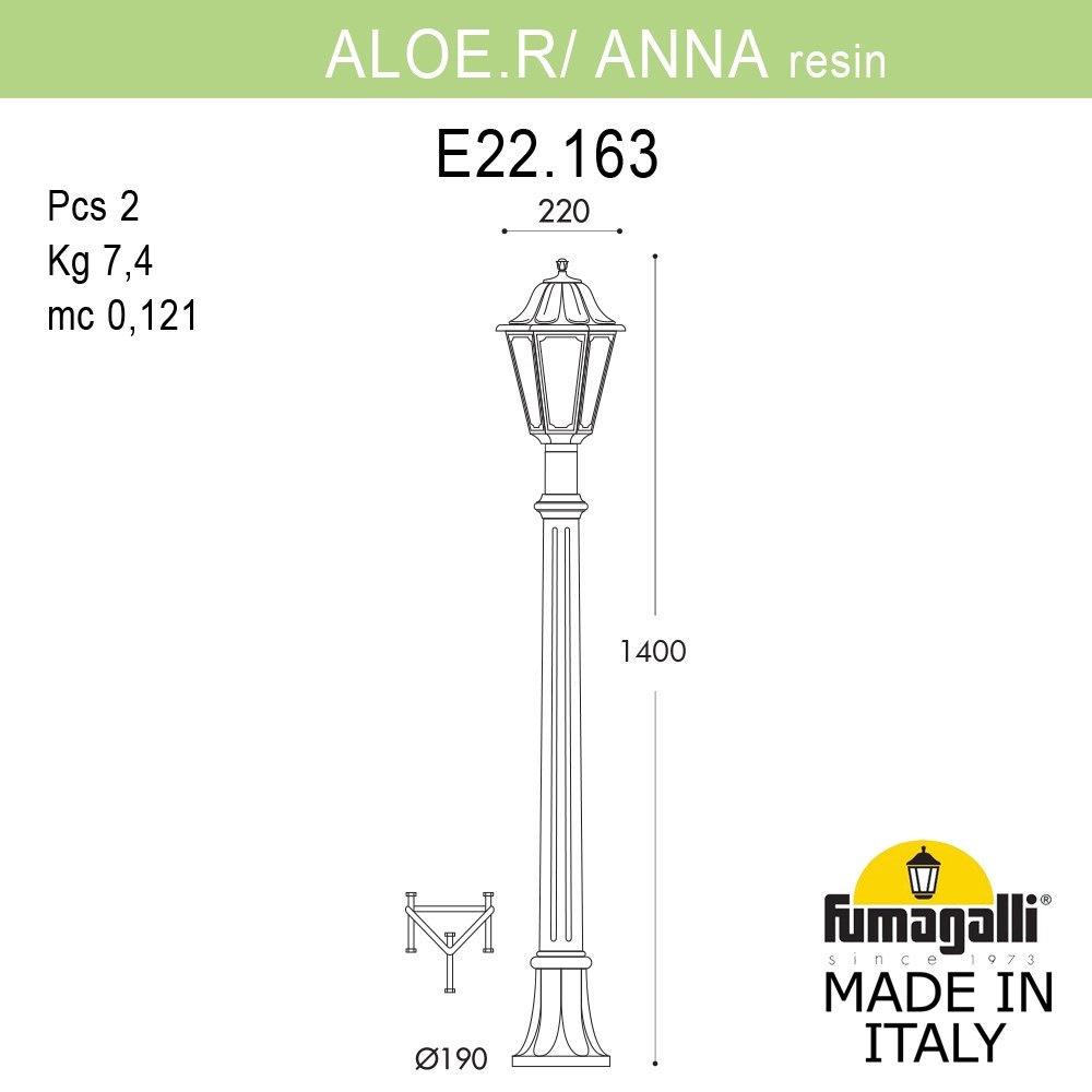 ландшафтный светильник fumagalli aloe*r/anna e22.163.000.wye27