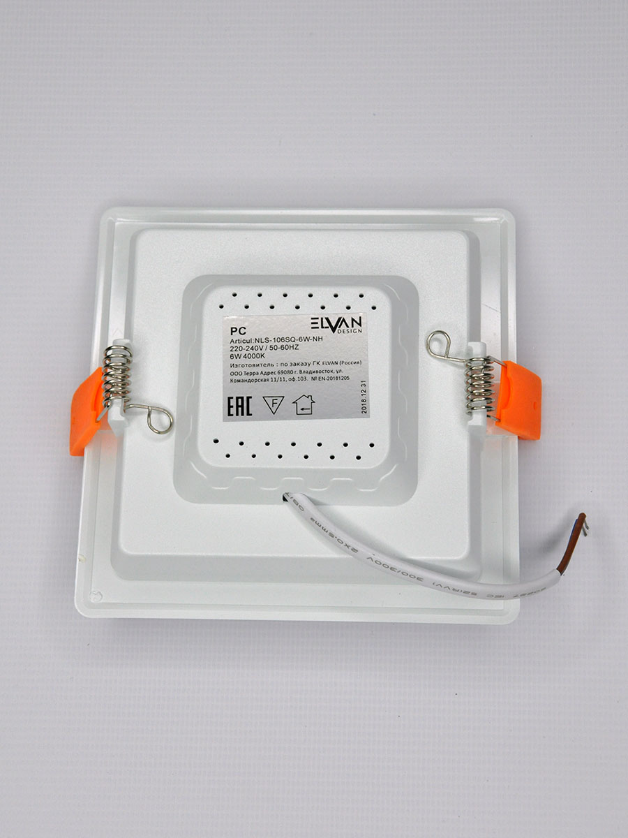 встраиваемый светильник elvan vls-106sq-6w-nh-wh