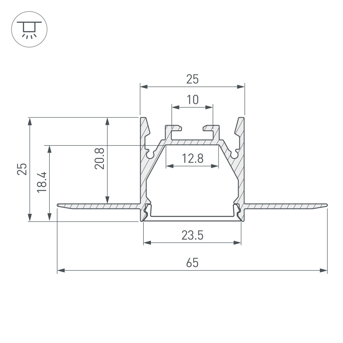 профиль arlight linia25-fantom-2000 anod (алюминий) 053806