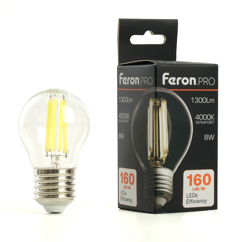 лампа светодиодная feron lb-1708 e27 8w 4000k 51254
