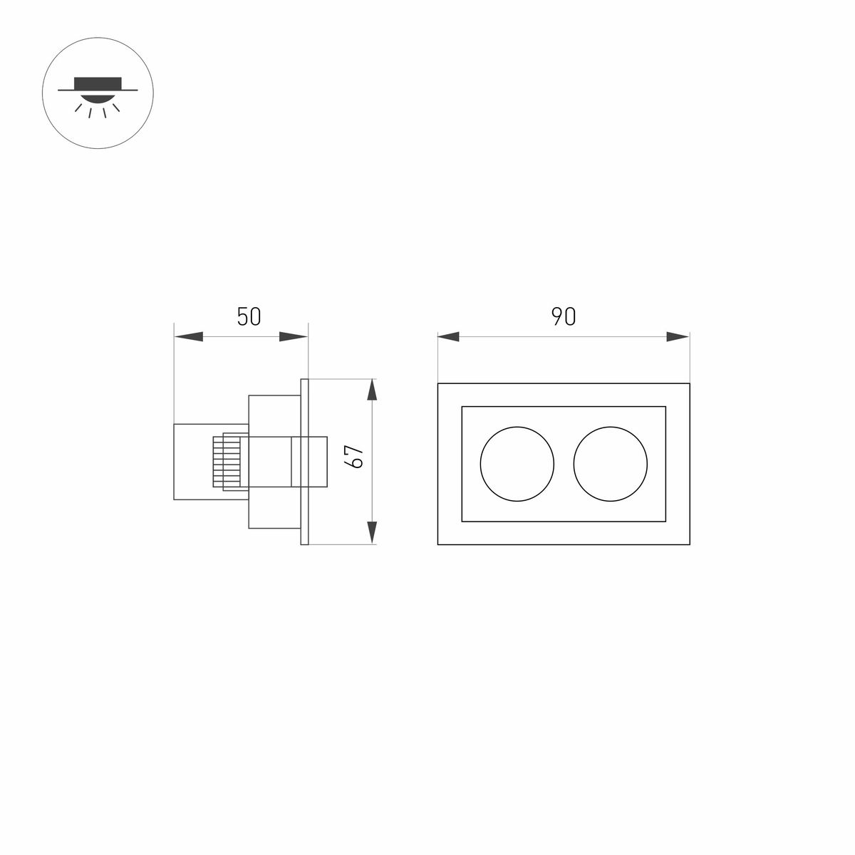встраиваемый светильник arlight ms-orient-built-turn-tc-s67x90-5w warm3000 034876