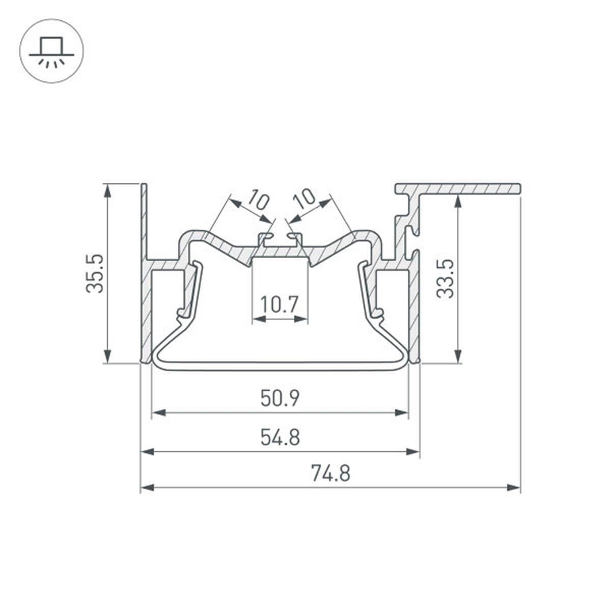 алюминиевый профиль arlight foled-50-ceil-side-2000 035770