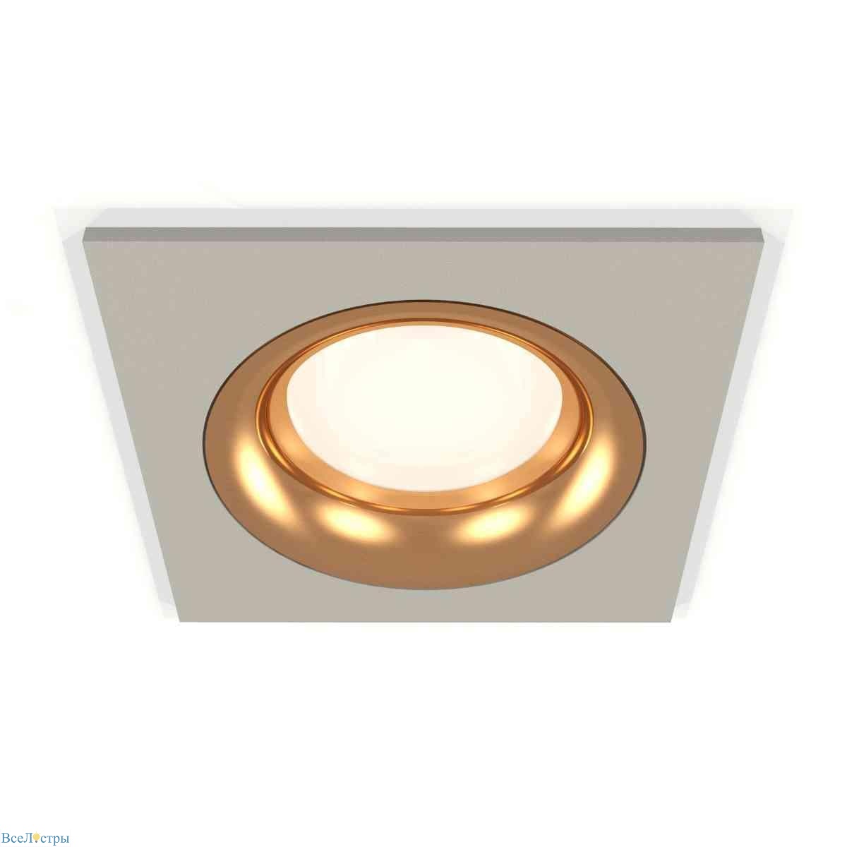 комплект встраиваемого светильника ambrella light techno spot xc7633005 sgr/pyg серый песок/золото желтое полированное (c7633, n7014)