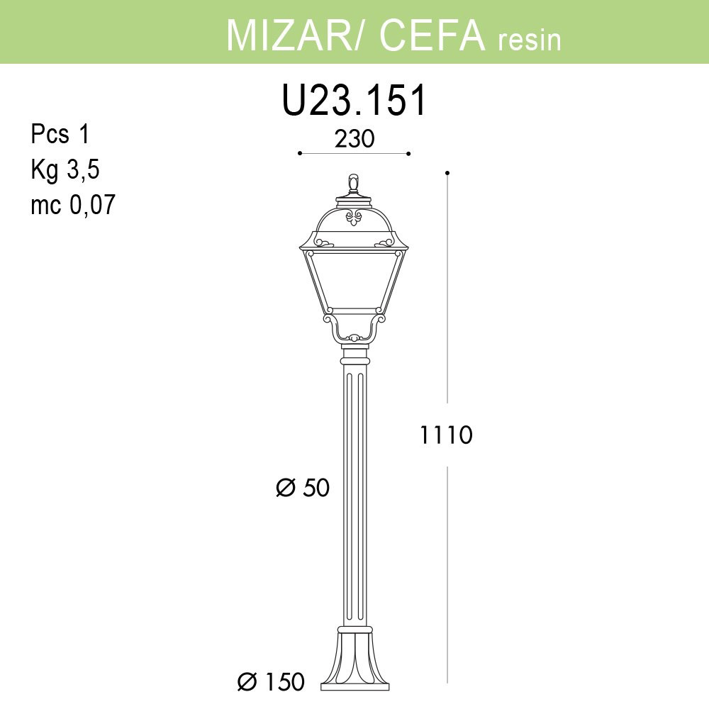 уличный светильник fumagalli mizar.r/cefa u23.151.000.wyf1r