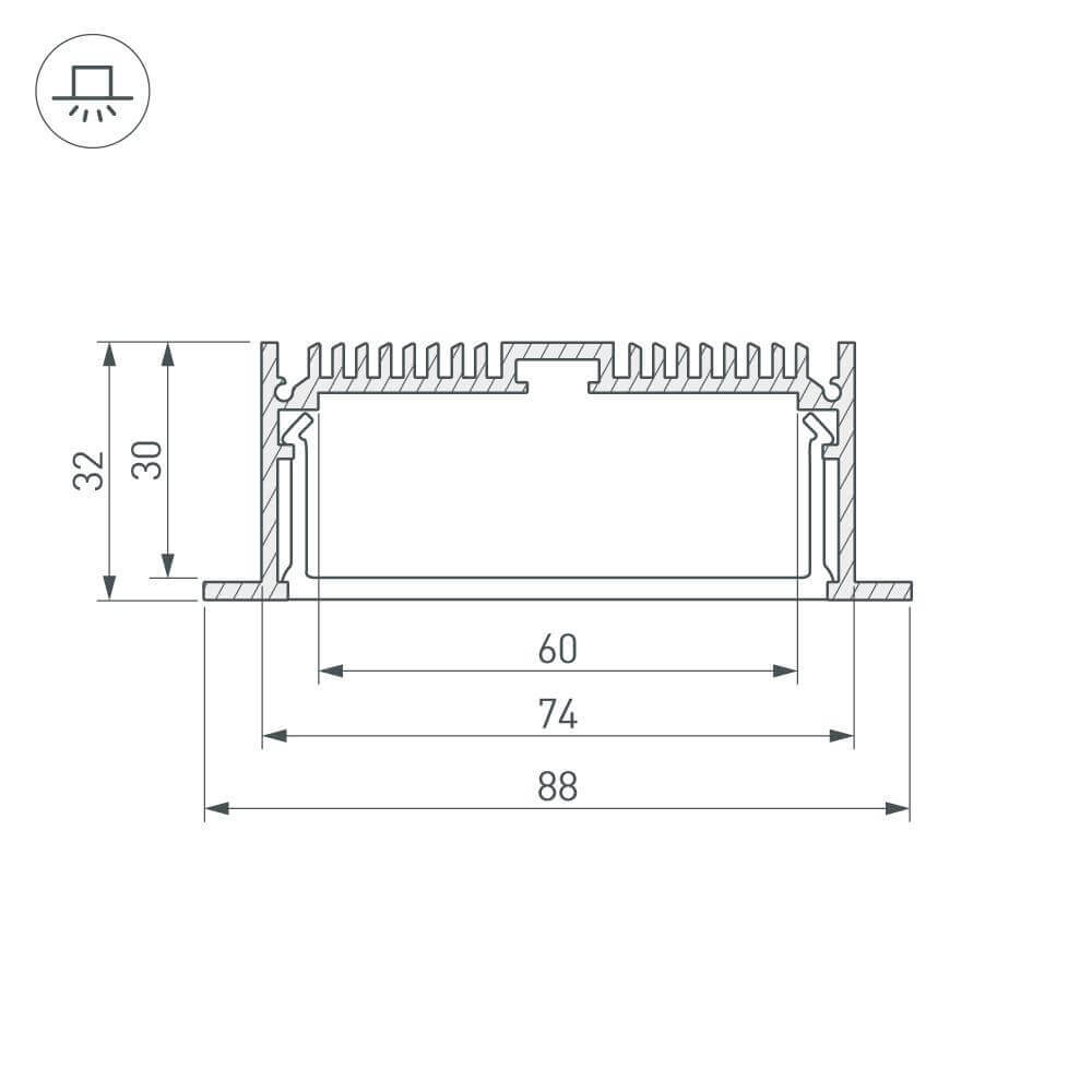 профиль arlight sl-linia88-f-2000 anod 019315