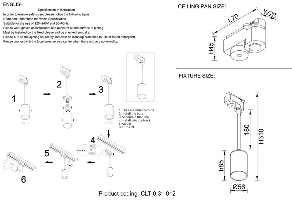 трековый светильник crystal lux clt 0.31 012 wh