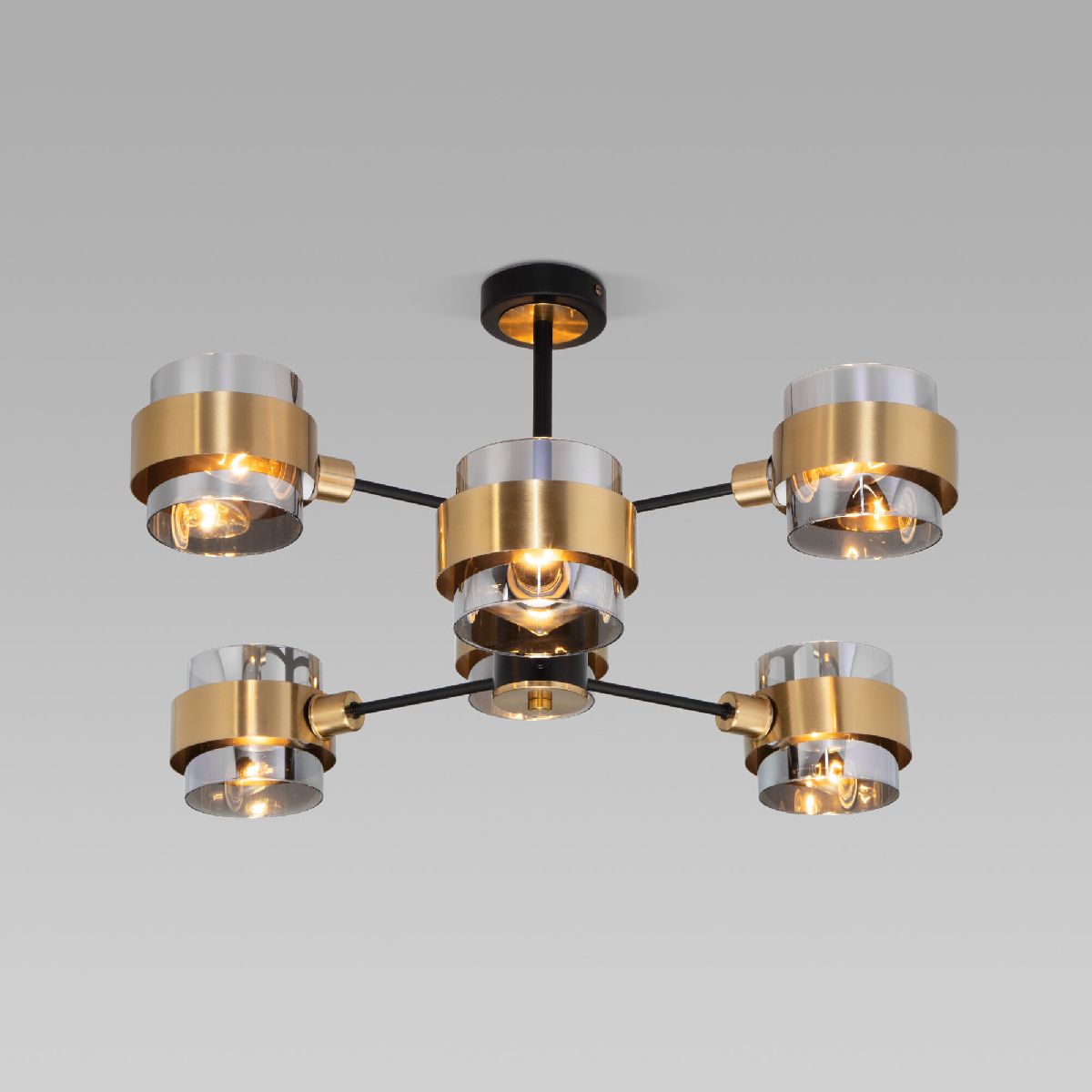 люстра на штанге eurosvet arcada 70127/6 черный/дымчатый a060652