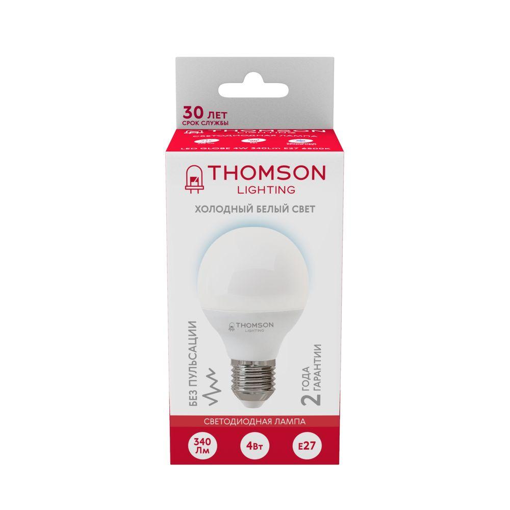 лампа светодиодная thomson e27 4w 6500k шар матовая th-b2363