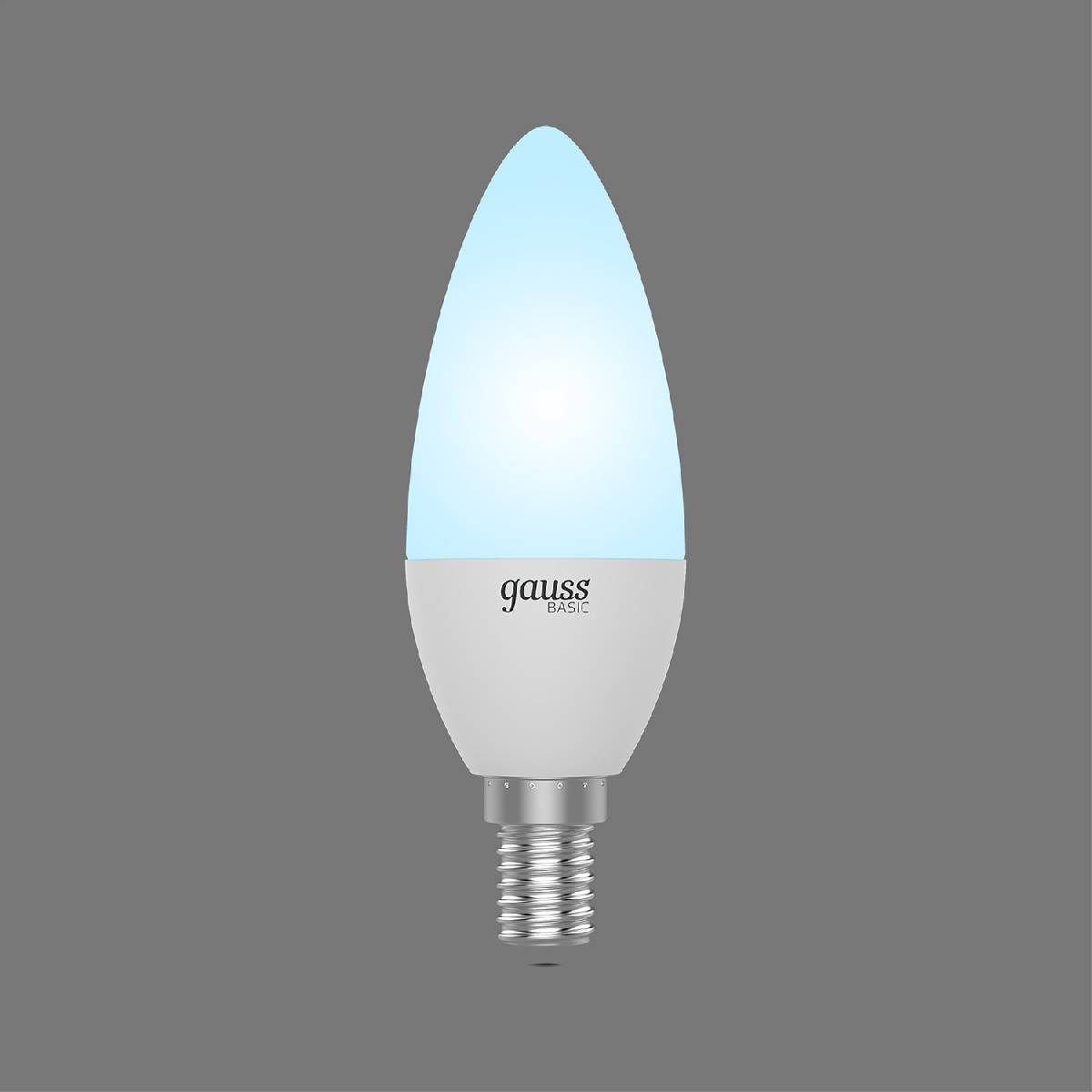 лампа светодиодная gauss e14 5,5w 4100к свеча матовая 1033126