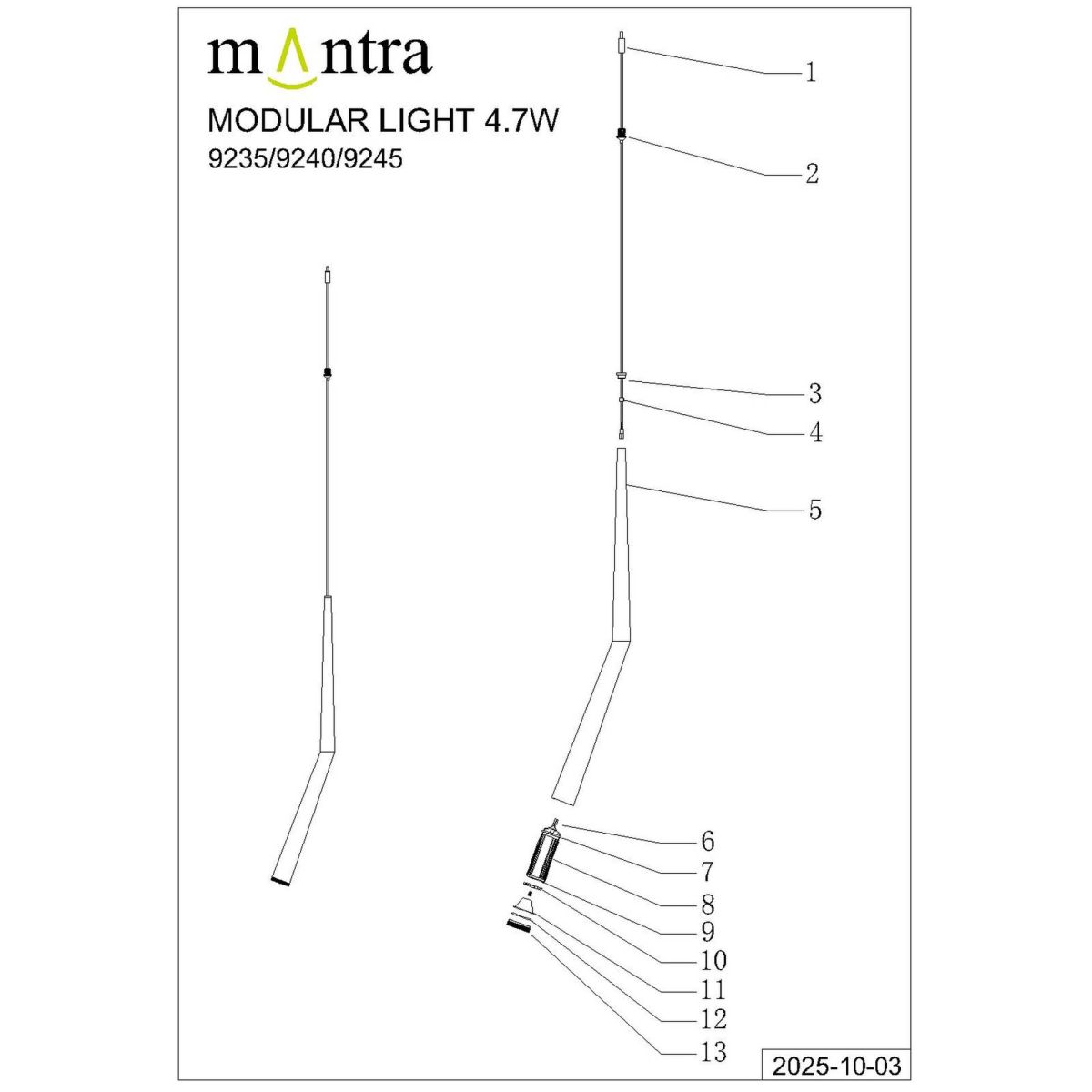 подвесная люстра mantra boomerang 9366+9235 (8l)
