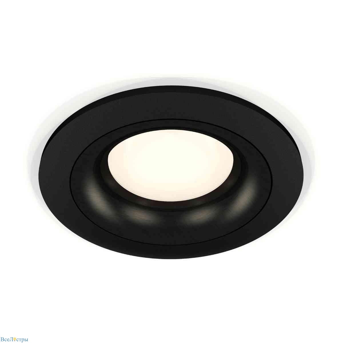 комплект встраиваемого светильника ambrella light techno spot xc7622002 sbk/pbk черный песок/черный полированный (c7622, n7011)