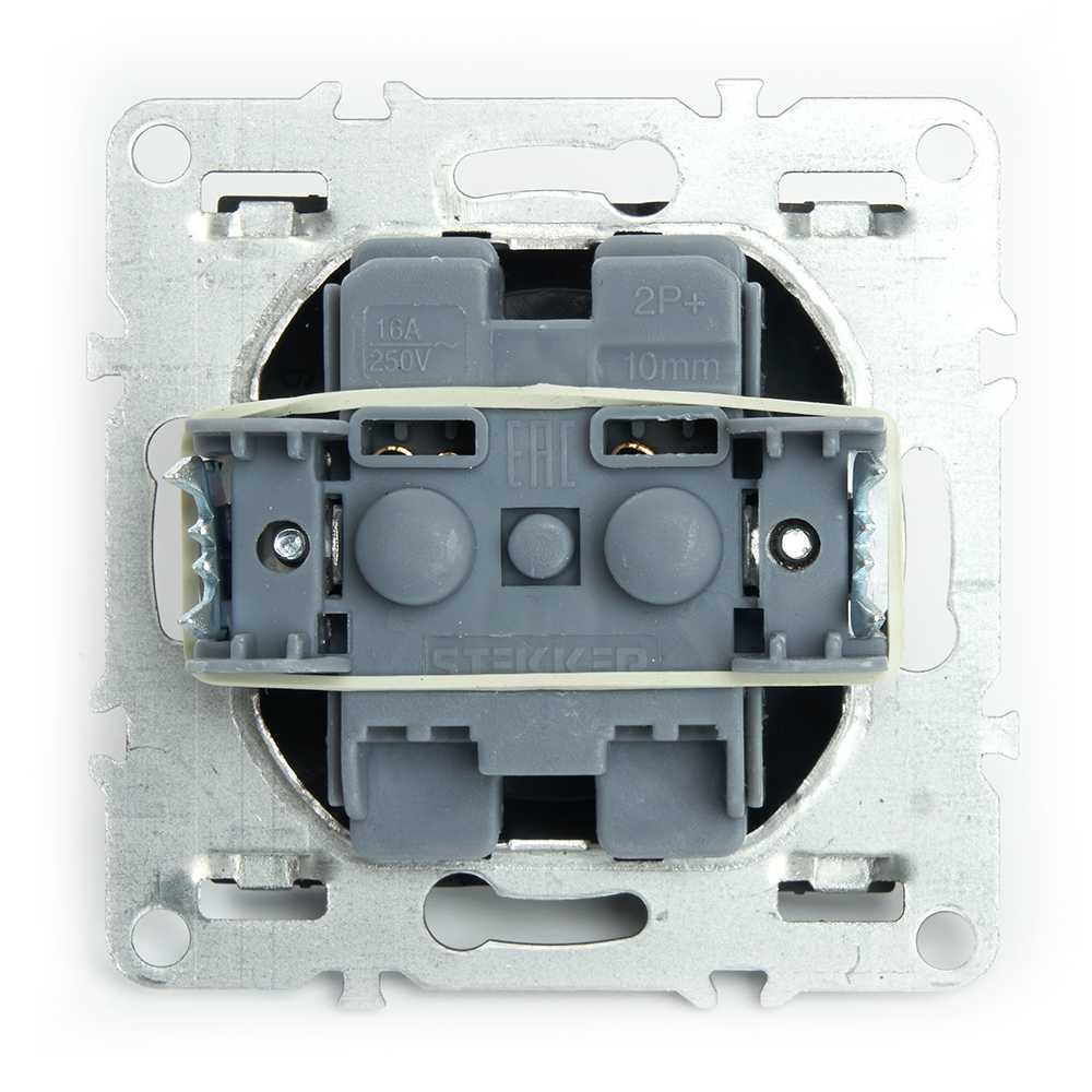 розетка 2p stekker эрна черный pst10-9109-03 49153