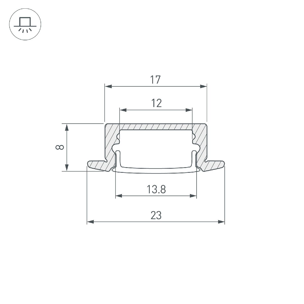 профиль arlight line-2308-f-2000 anod gold 039989
