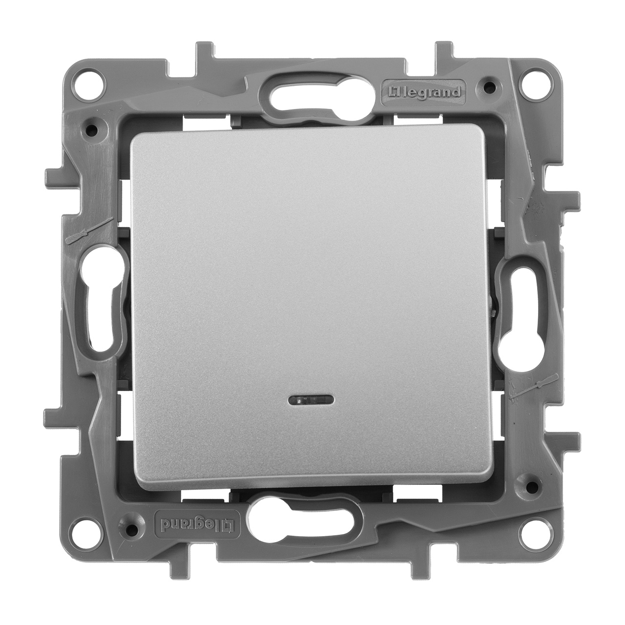 переключатель одноклавишный legrand etika с подсветкой 10a 250v алюминий 672415