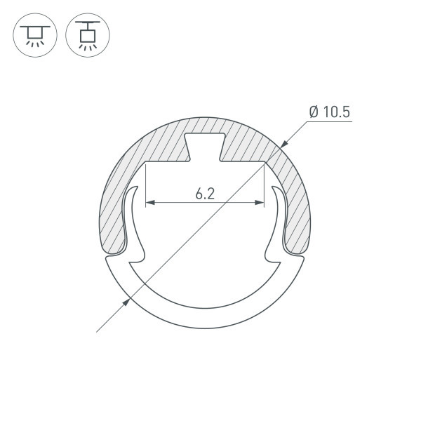 профиль arlight round-d10.5-2000 anod black 033036