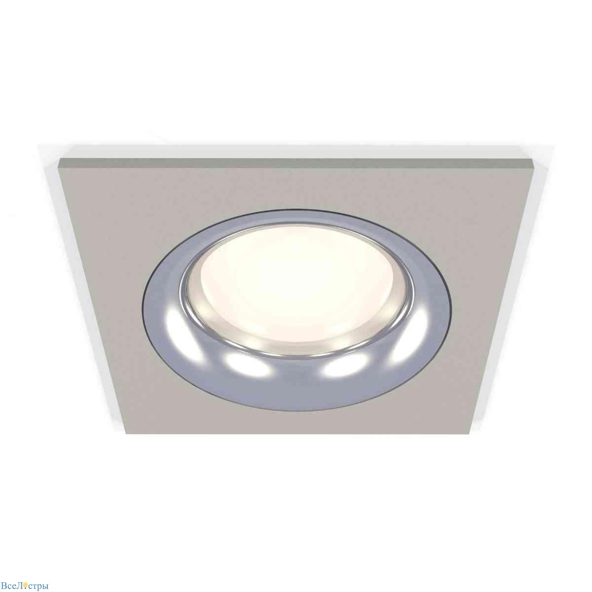 комплект встраиваемого светильника ambrella light techno spot xc7633003 sgr/psl серый песок/серебро полированное (c7633, n7012)