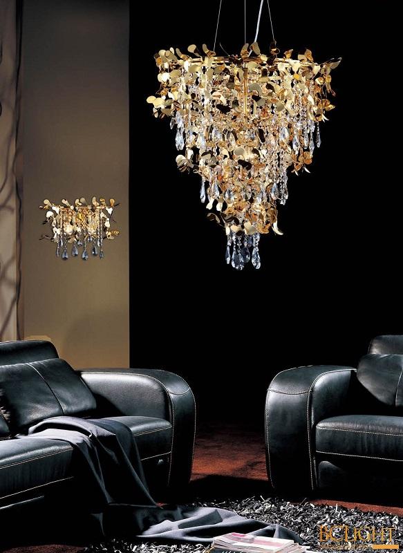 подвесная люстра crystal lux romeo sp10 gold d600